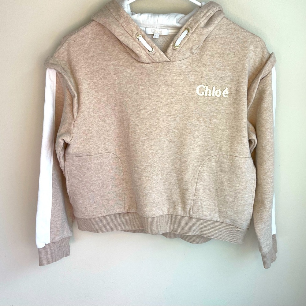 Chloe logo girls cropped hooded sweatshirt size 14